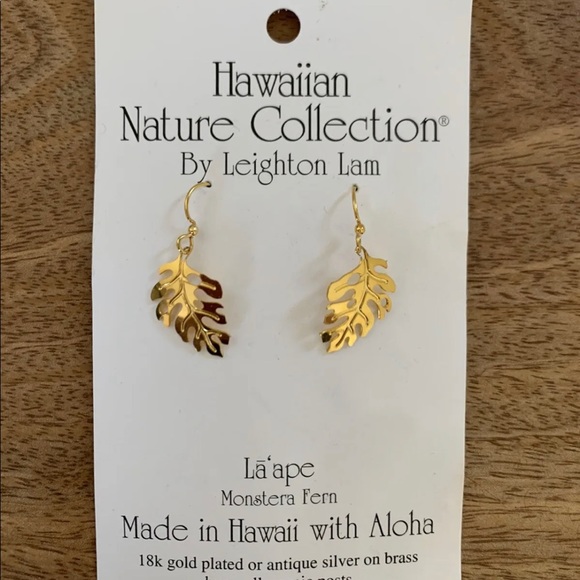Hawaiian Nature Collection By Leighton Lam Monstera Leaf La'ape Earrings - Picture 1 of 4